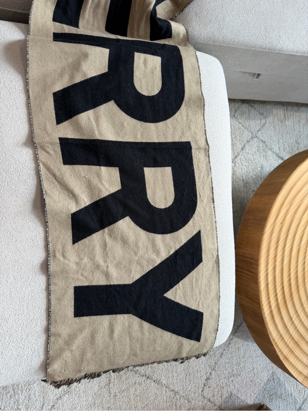 Burberry Beige and Black Logo Wrap Scarf